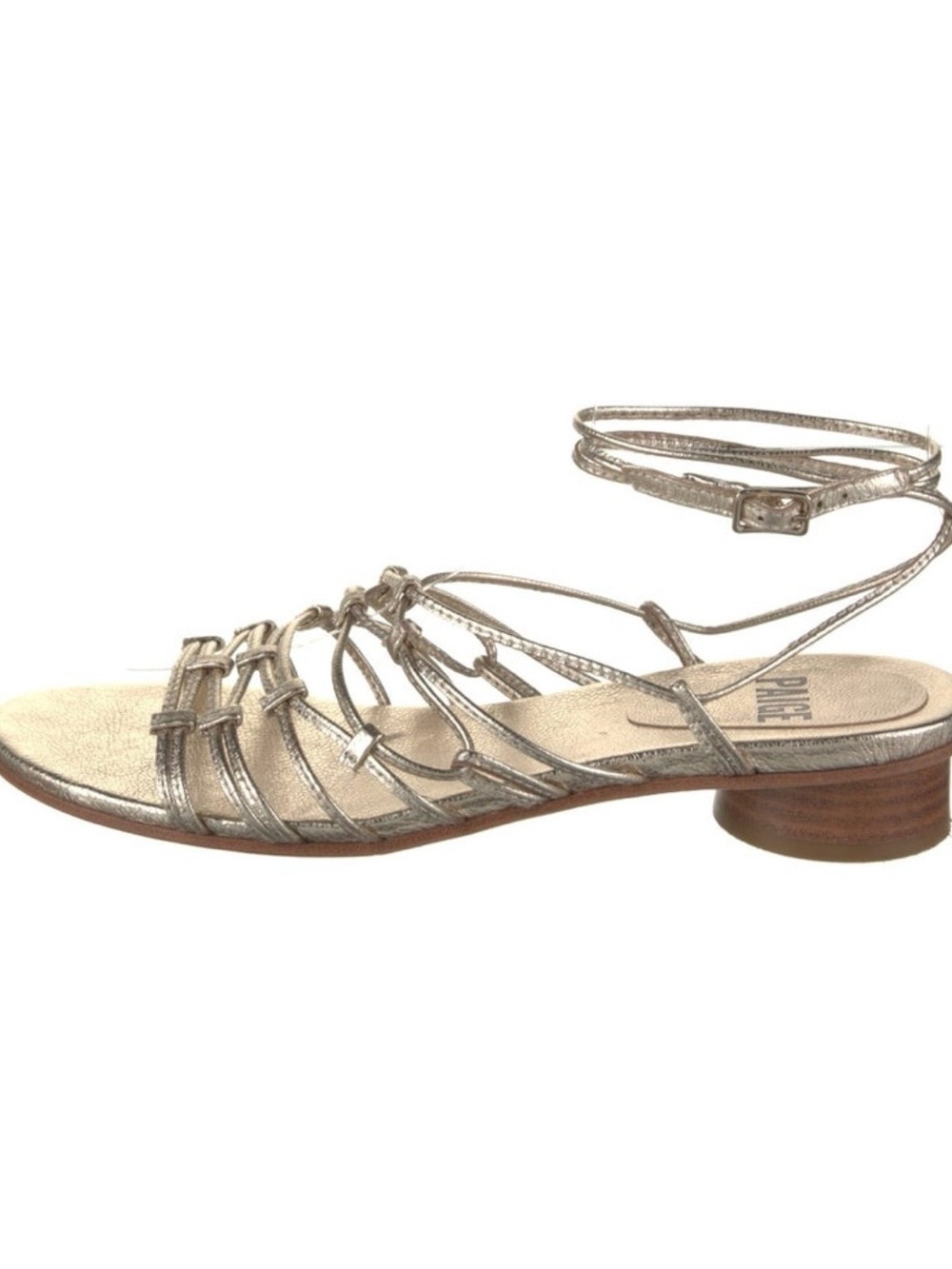 Paige Gamble Gold Strappy Leather Sandal - Picture 2 of 4